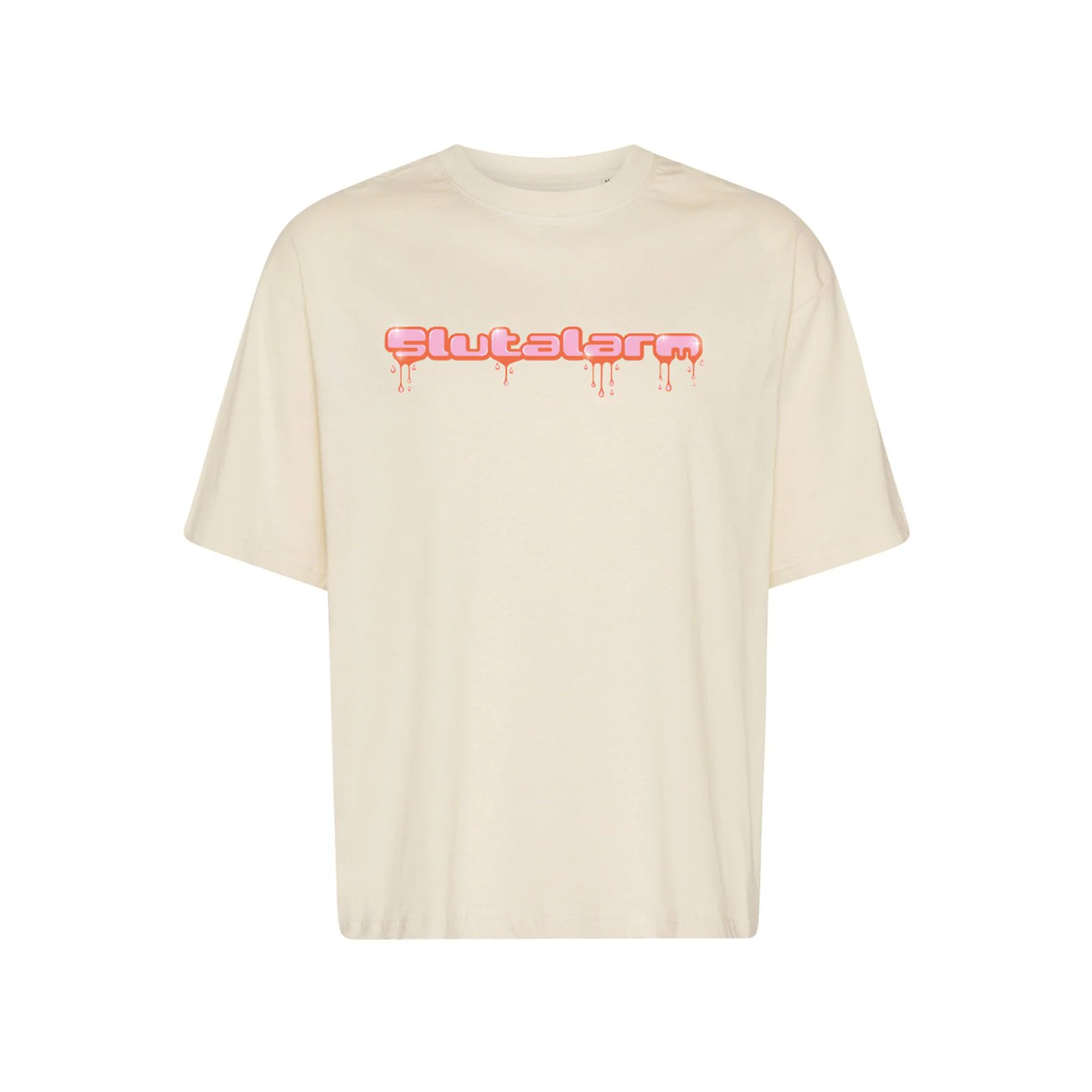 Beiges T-Shirt mit der Aufschrift Slutalarm